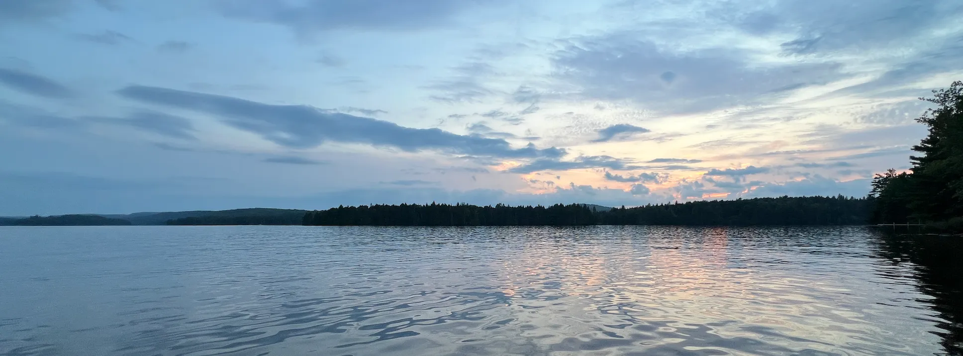 Large Eastern Ontario lakefront property at sunset